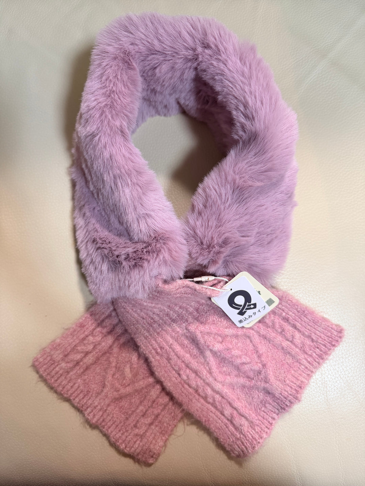 針織毛毛雙料頸巾